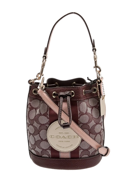 Coach Handbags - NWOT Coach Mini Dempsey Burgundy Signature Drawstring Bucket Bag